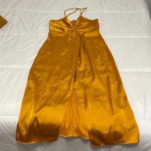 Express Satin Twist Front Slit Dress